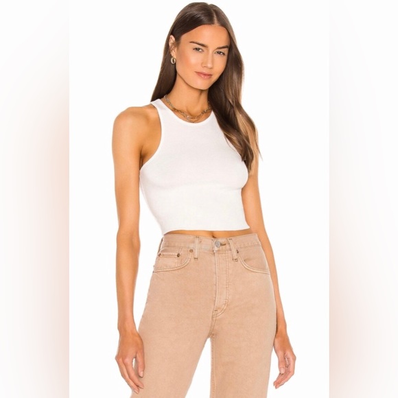 Free People High Neck Ribbed White Crop Top Size Large Intimately Free New NWT - Picture 10 of 10